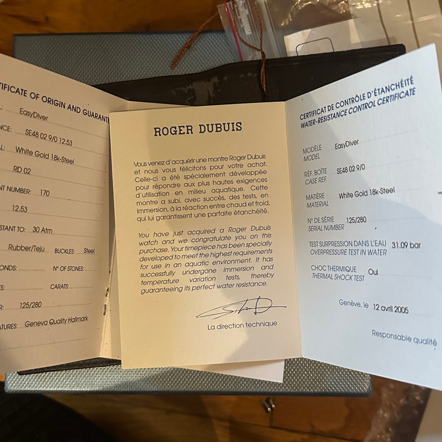 2005 Roger Dubuis Easy Diver Tourbillon | SE48 02 9 | Box, Papers, Service Papers