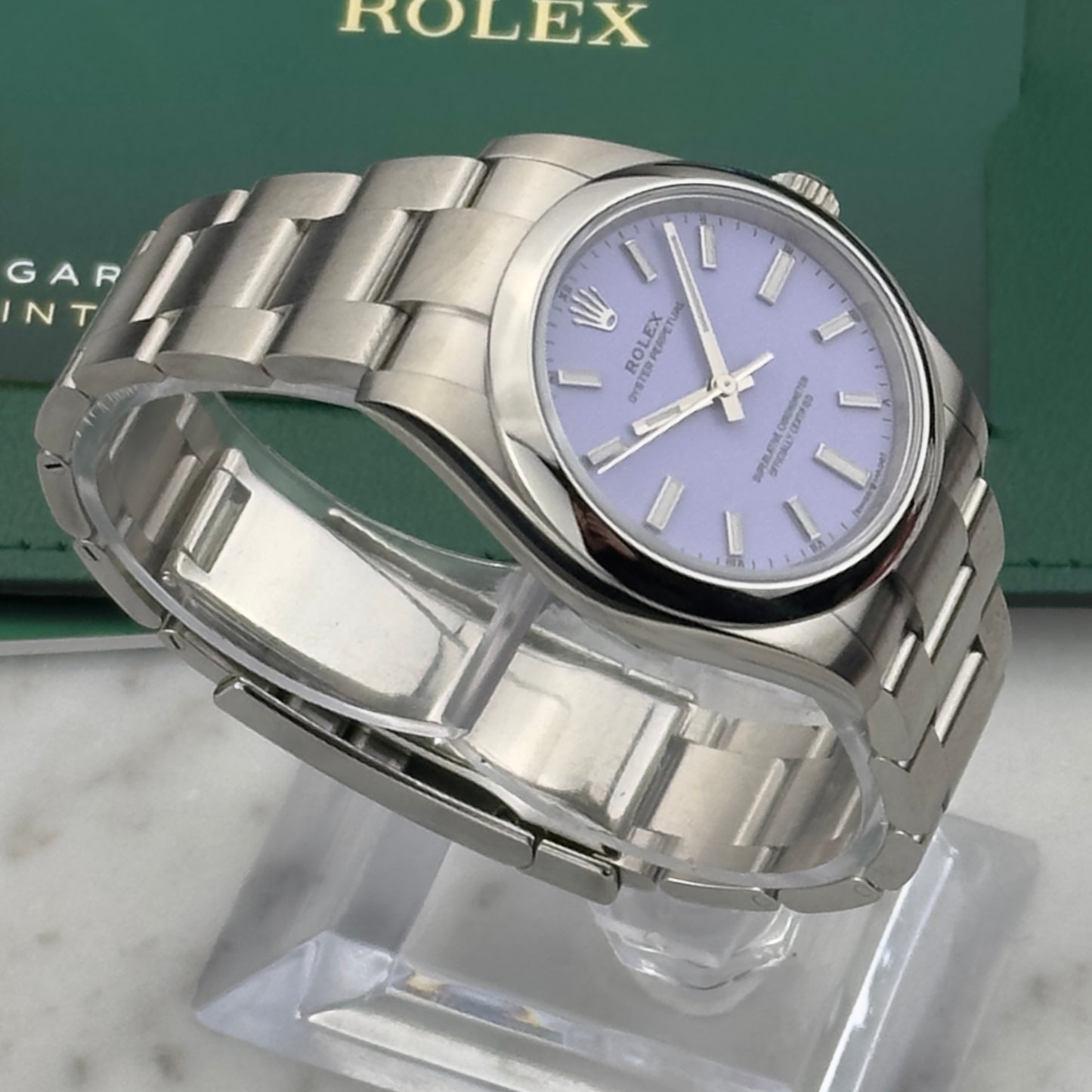 2025 Rolex Oyster Perpetual 34 Lavender Dial | 124200 | Card