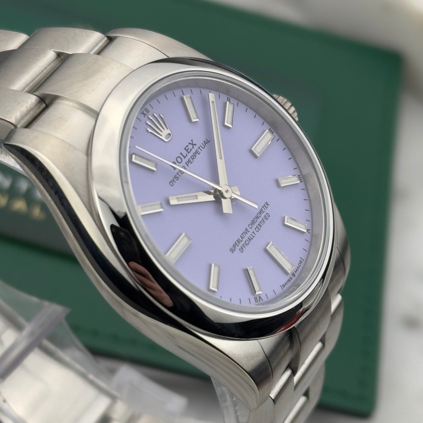 2025 Rolex Oyster Perpetual 34 Lavender Dial | 124200 | Card