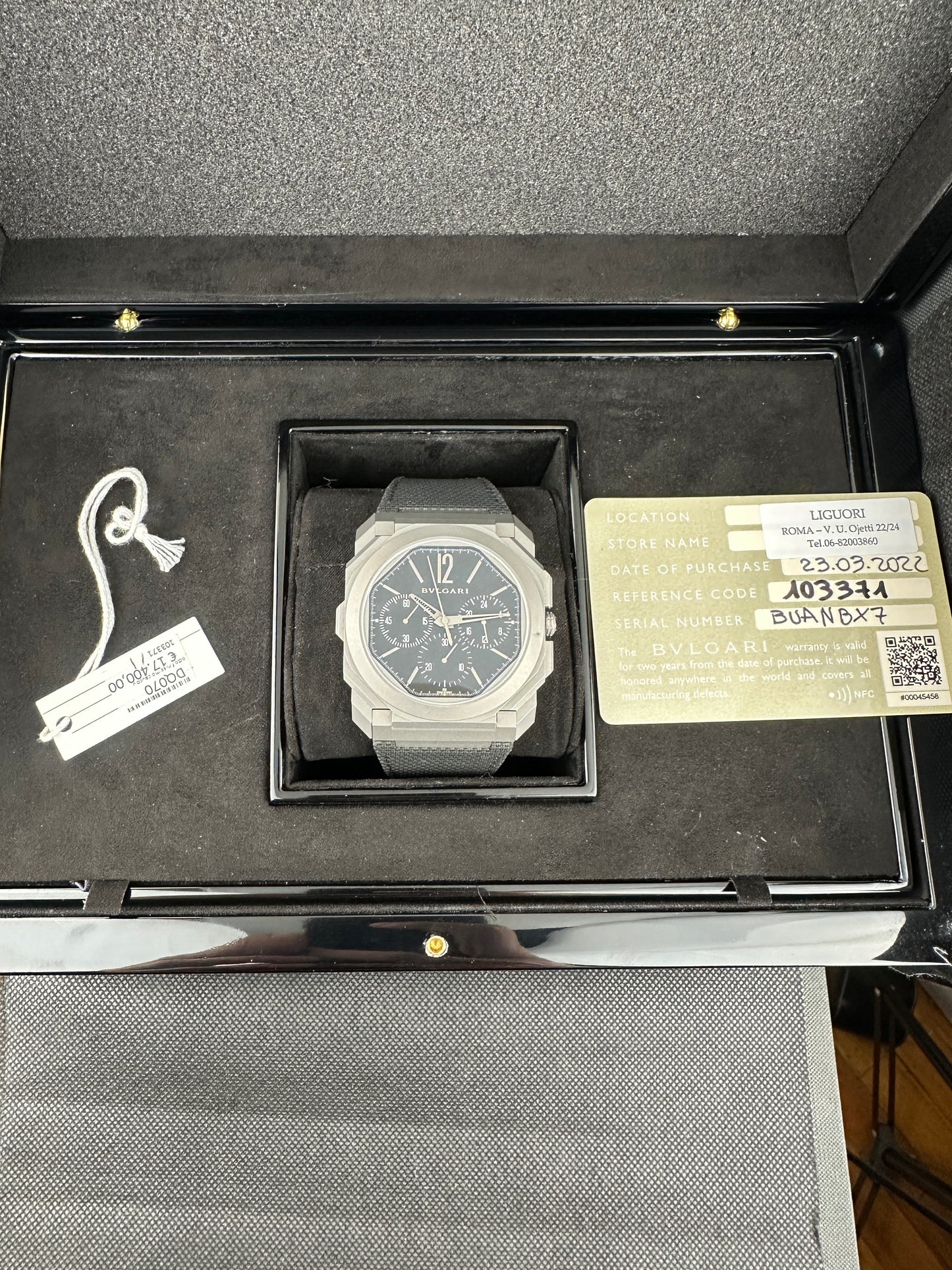 2022 Bulgari Octo Finissimo Chronograph GMT 103371 Full Kit