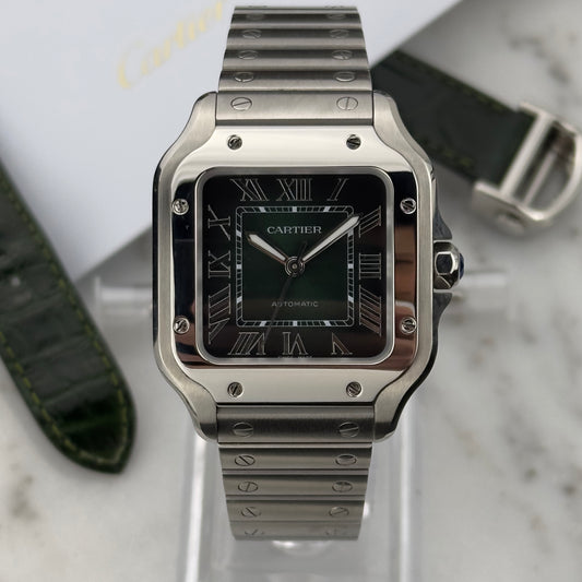 2023 Cartier Santos Medium Green | WSSA0061 | Full Set