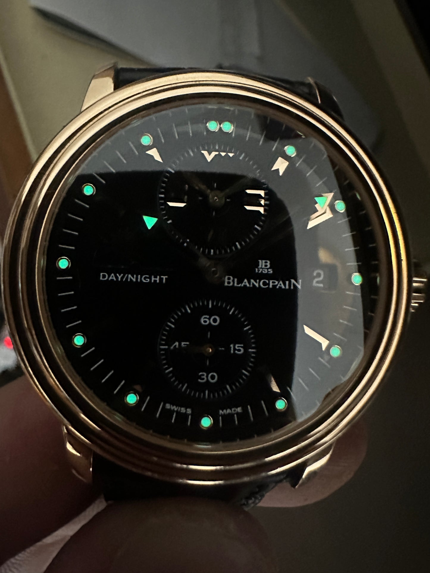 Blancpain Leman Dual Time Rose Gold 2160-3630-53B | Extra strap and manual