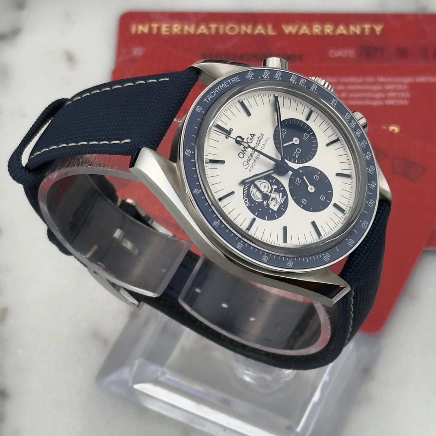 2021 Omega Speedmaster "Silver Snoopy Award" 50th Anniversary | 310.32.42.50.02.001 | Full Set