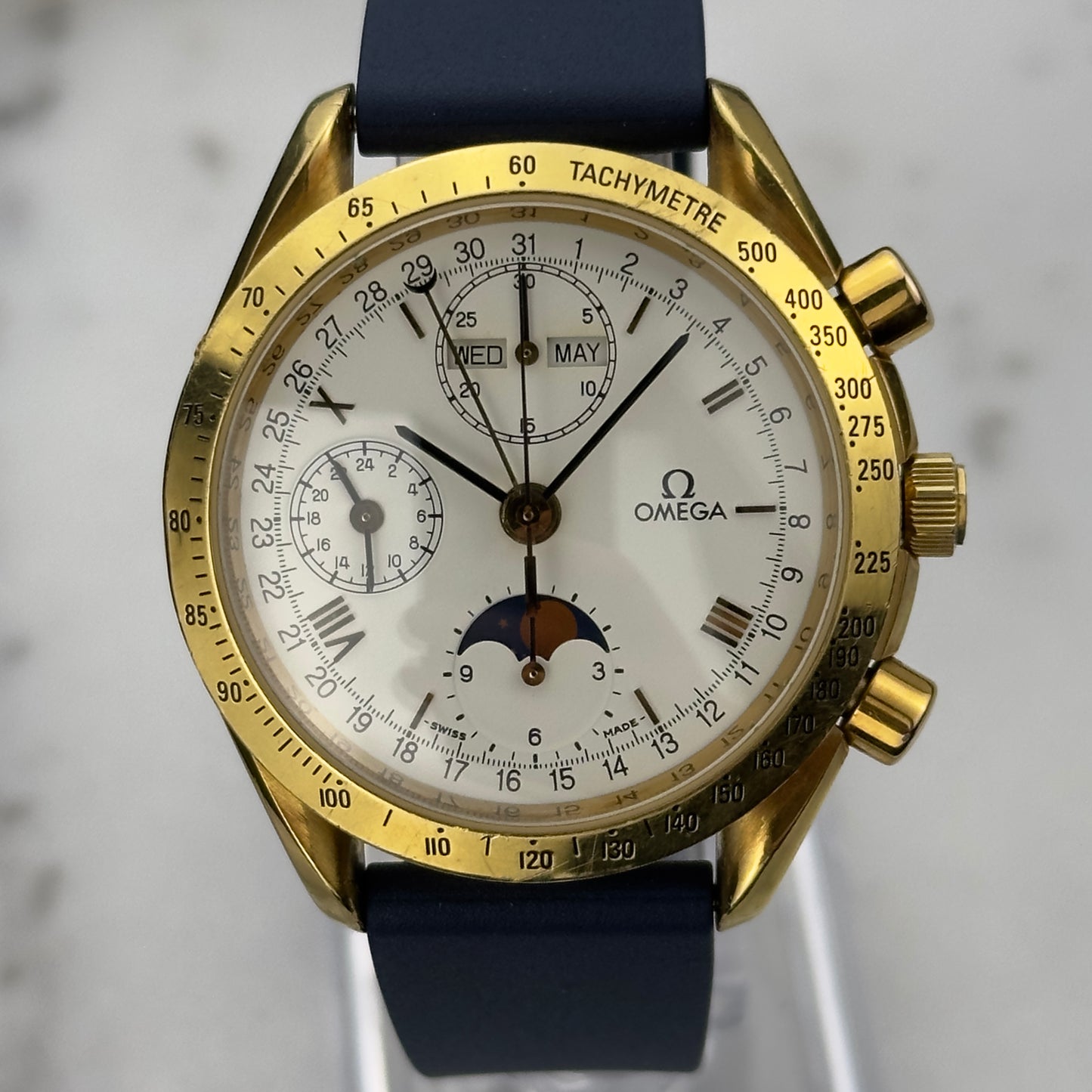 Early 90's Omega Triple Calendar Chronograph Yellow Gold | 175.0034