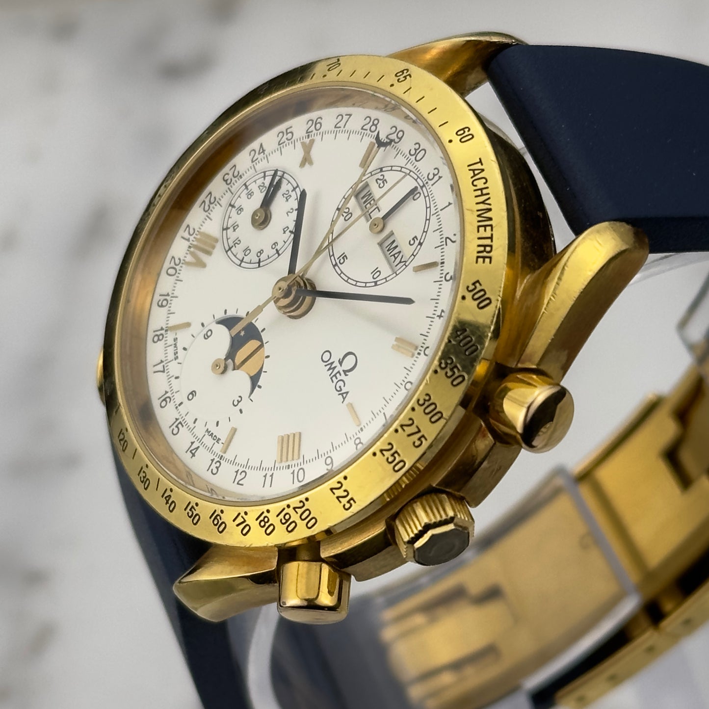 Early 90's Omega Triple Calendar Chronograph Yellow Gold | 175.0034