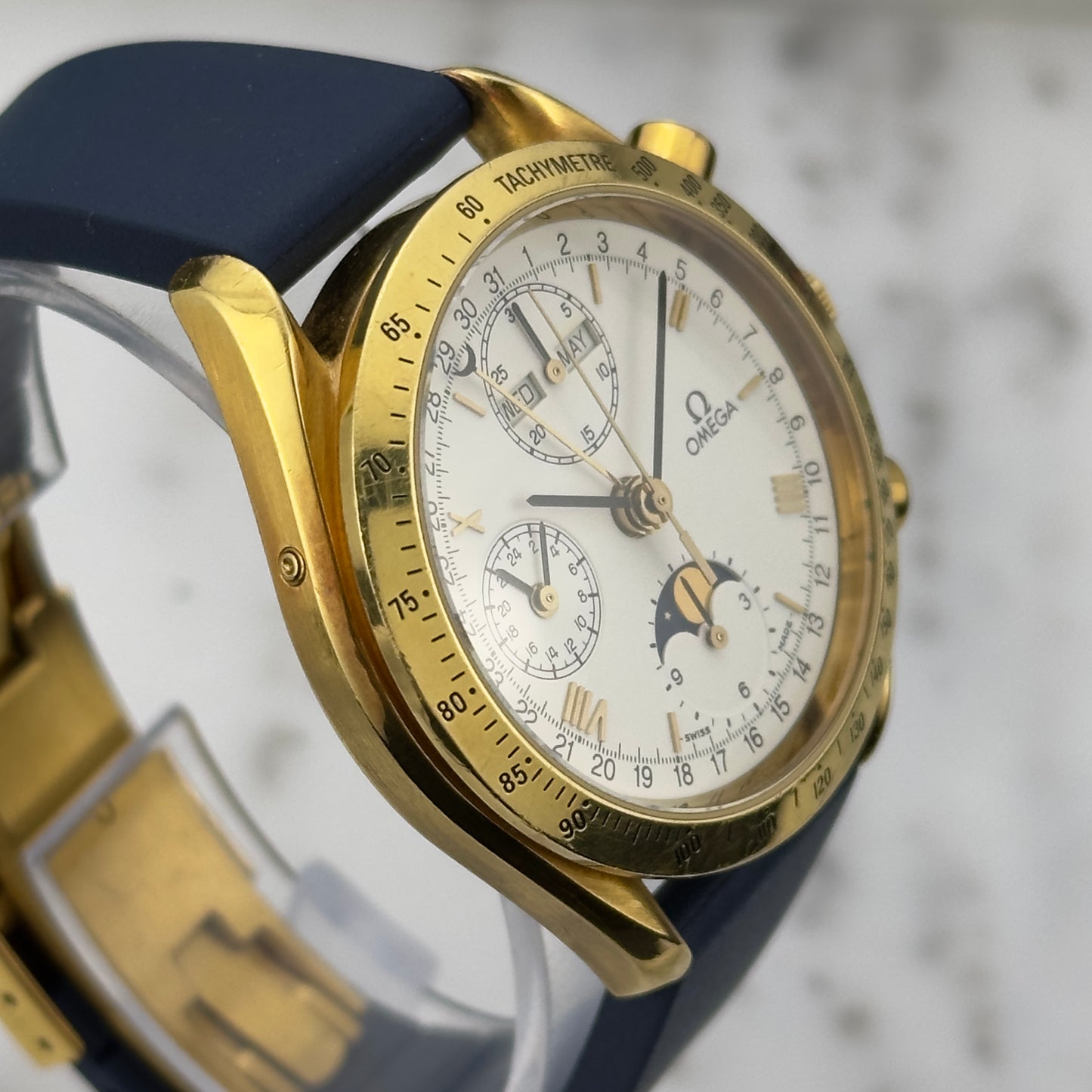 Early 90's Omega Triple Calendar Chronograph Yellow Gold | 175.0034