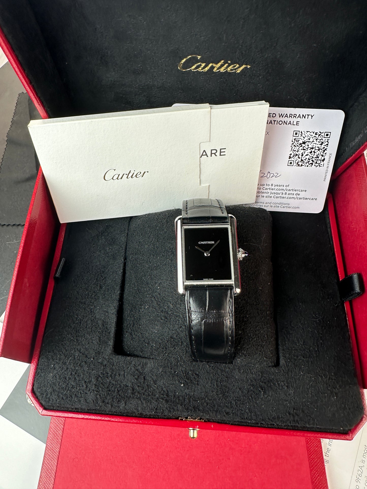 2022 Cartier Tank Must Black WSTA0072, box and warranty