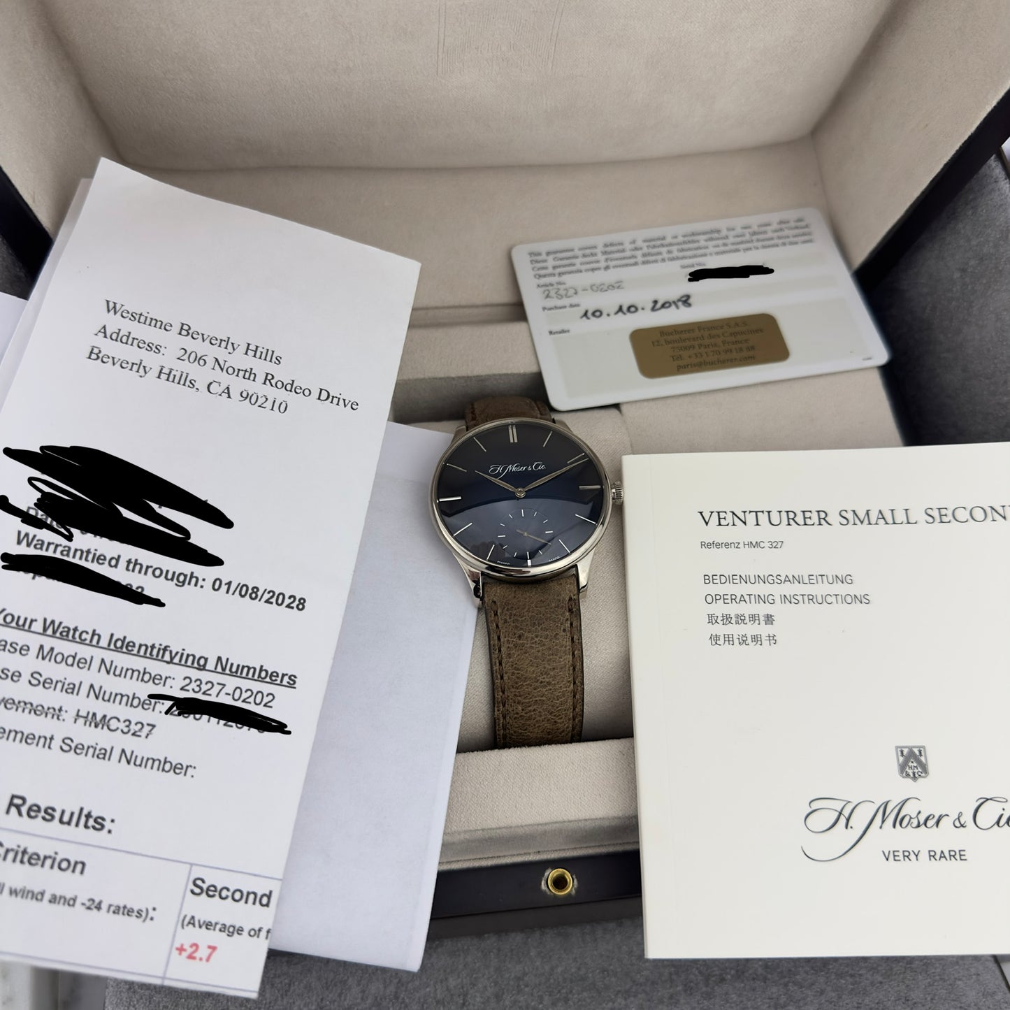 2017 H. Moser & Cie Venturer Small Seconds White Gold | 2327-0202 | Full Set