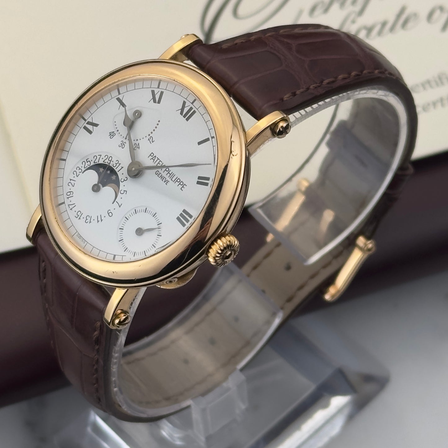 2001 Patek Philippe Power Reserve Moonphase Officer's Watch | 5054R | Full Set