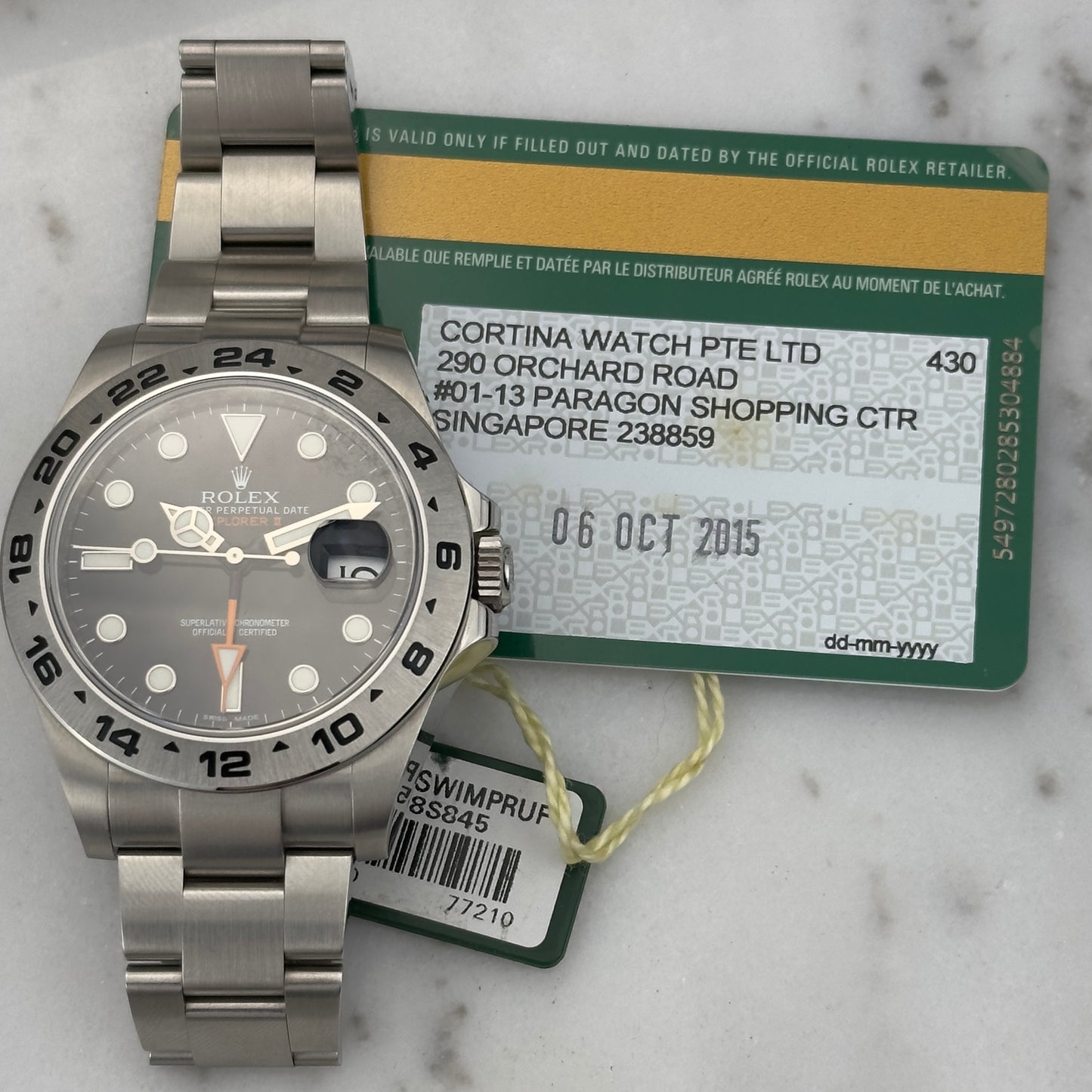 2015 Rolex Explorer II Black Dial | 216570 | Card
