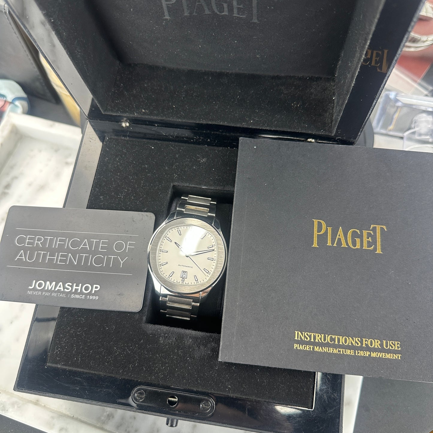 Piaget Polo S White Dial | G0A41001 | Box and Jomashop Card