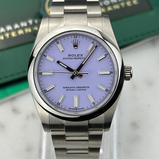 2025 Rolex Oyster Perpetual 34 Lavender Dial | 124200 | Full Set