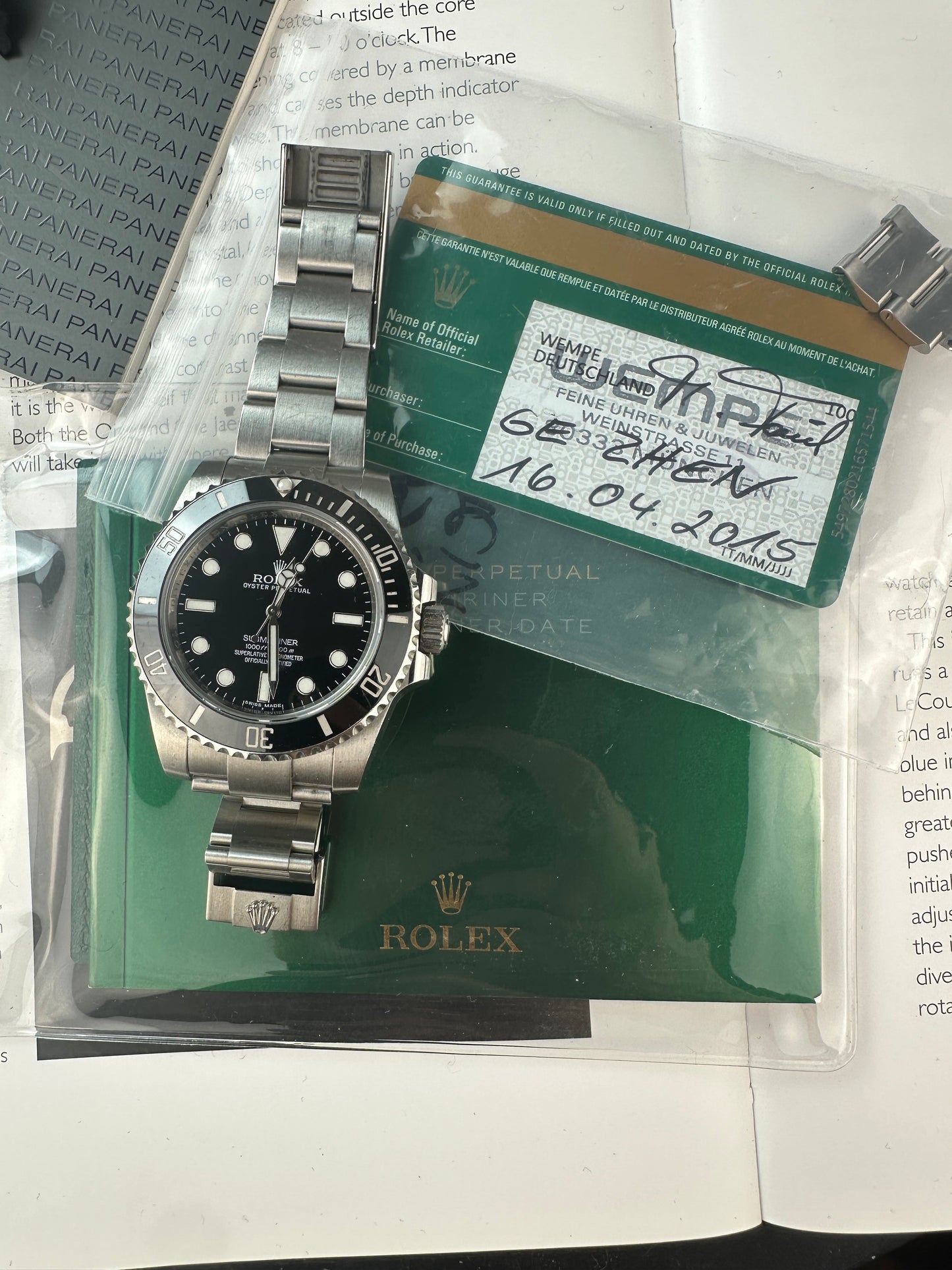 2015 Rolex 114060 Submariner with card and booklet