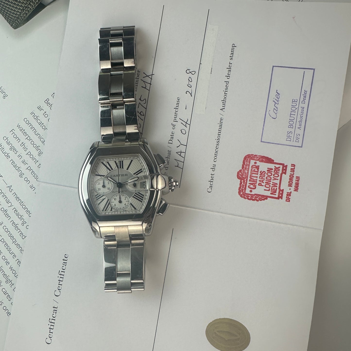 2008 Cartier Roadster XL Chronograph, W62020X6, with papers