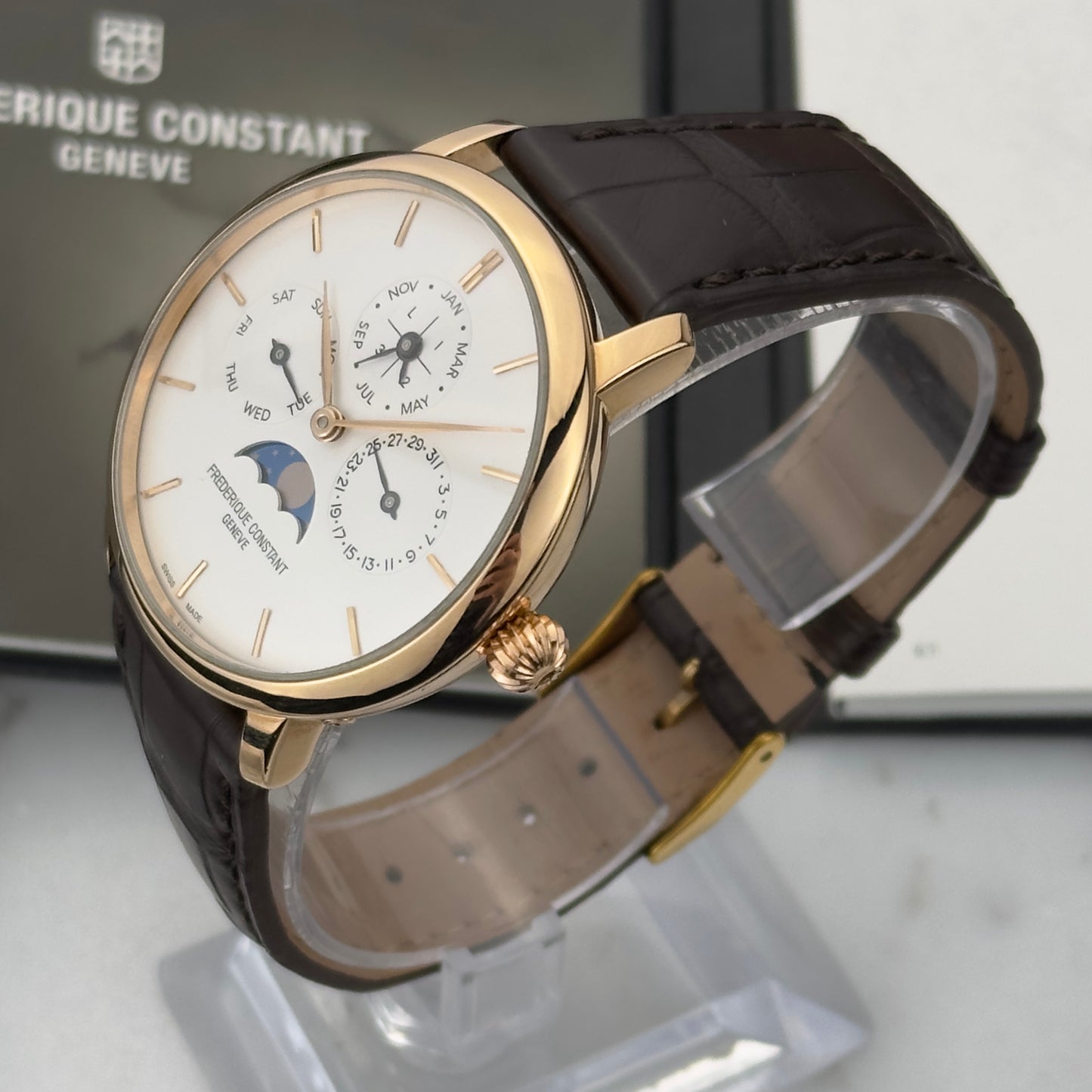 Frederique Constant Slimline Perpetual Calendar Rose Gold | FC-775X4S9 | Full Set