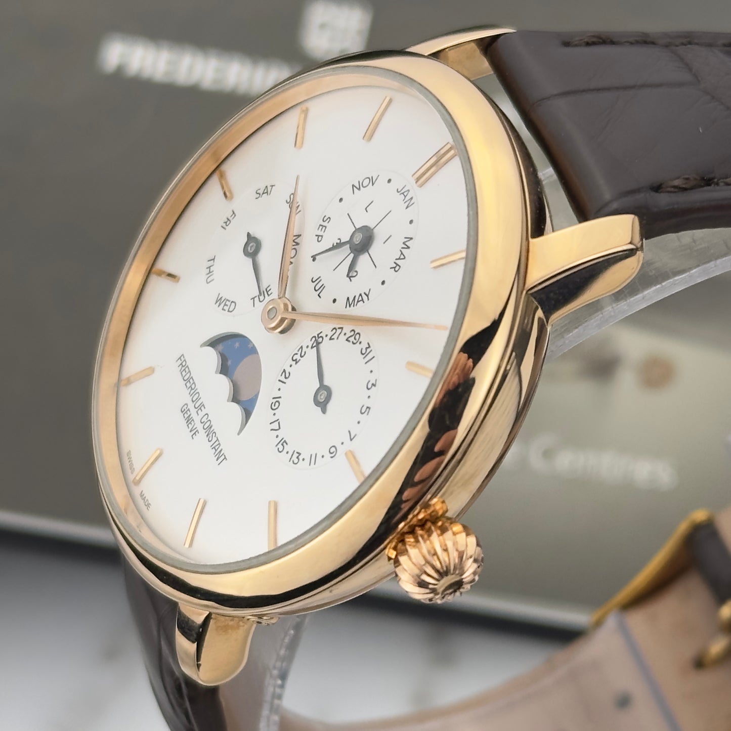 Frederique Constant Slimline Perpetual Calendar Rose Gold | FC-775X4S9 | Full Set