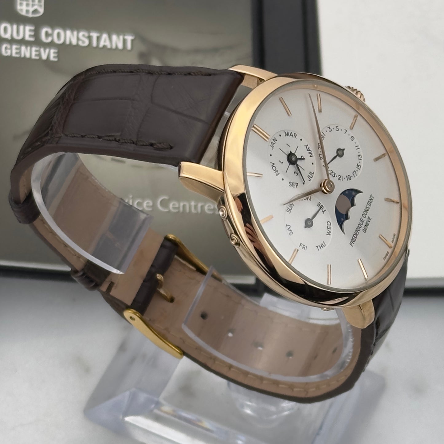 Frederique Constant Slimline Perpetual Calendar Rose Gold | FC-775X4S9 | Full Set
