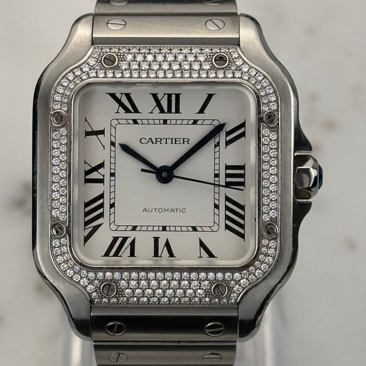 2022 Cartier Santos Diamond Bezel Medium | W4SA0005