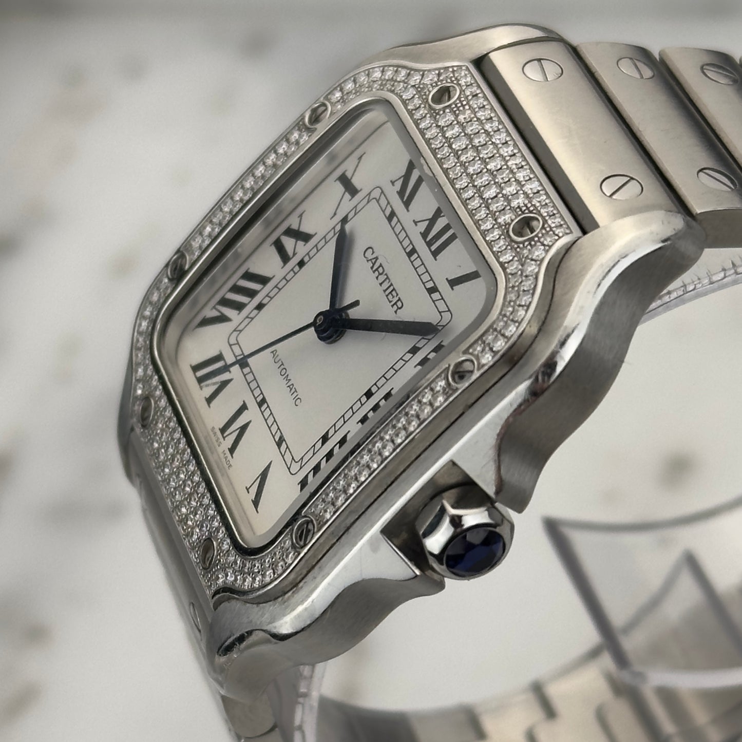 2022 Cartier Santos Diamond Bezel Medium | W4SA0005