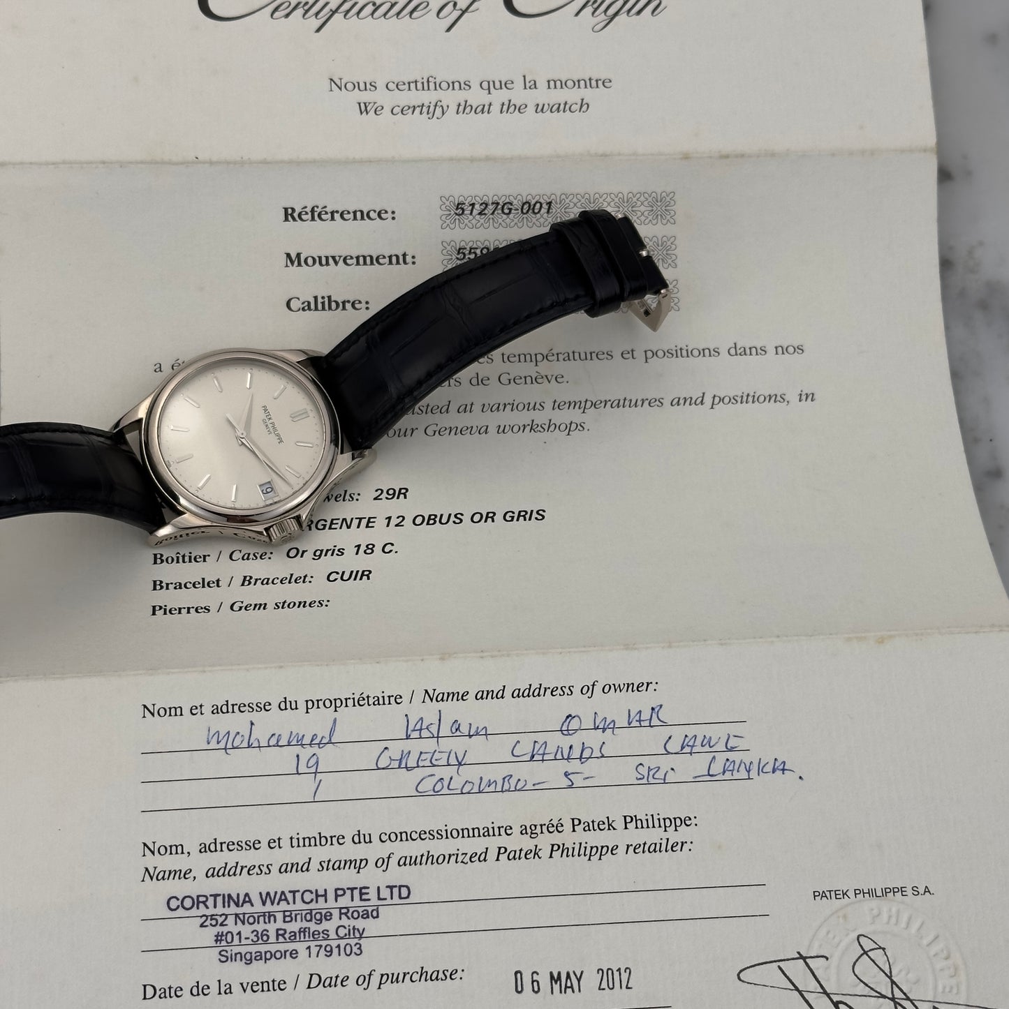 2012 Patek Philippe Calatrava White Gold | 5127G-001 | Papers