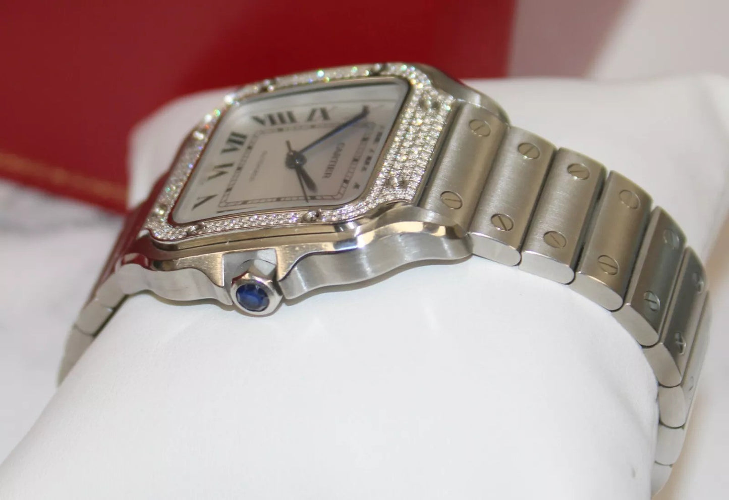 2022 Cartier Santos Diamond Bezel Medium W4SA0009