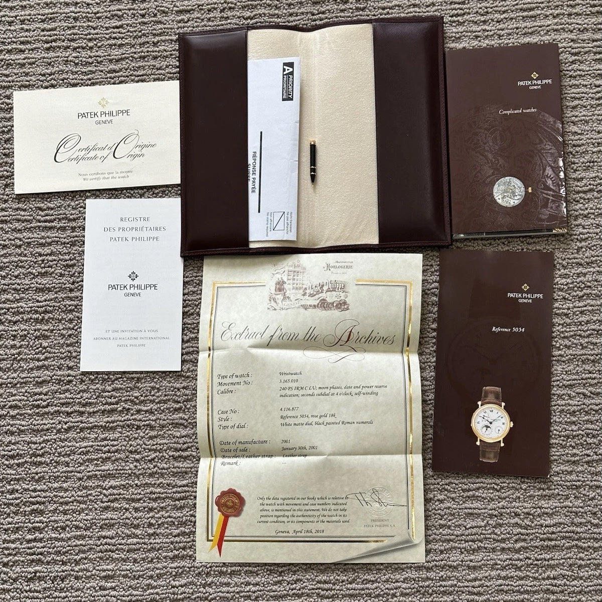 2001 Patek Philippe Power Reserve Moonphase Officer's Watch | 5054R | Full Set