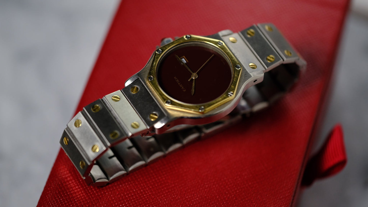 Rare Burgundy Dial Cartier Santos 2966