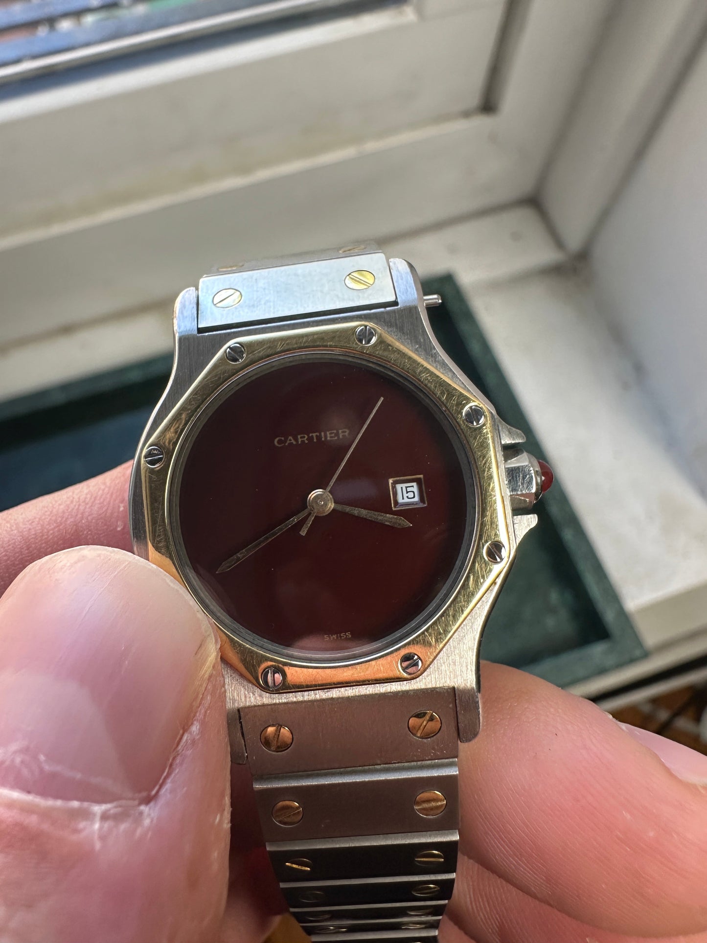 Rare Burgundy Dial Cartier Santos 2966